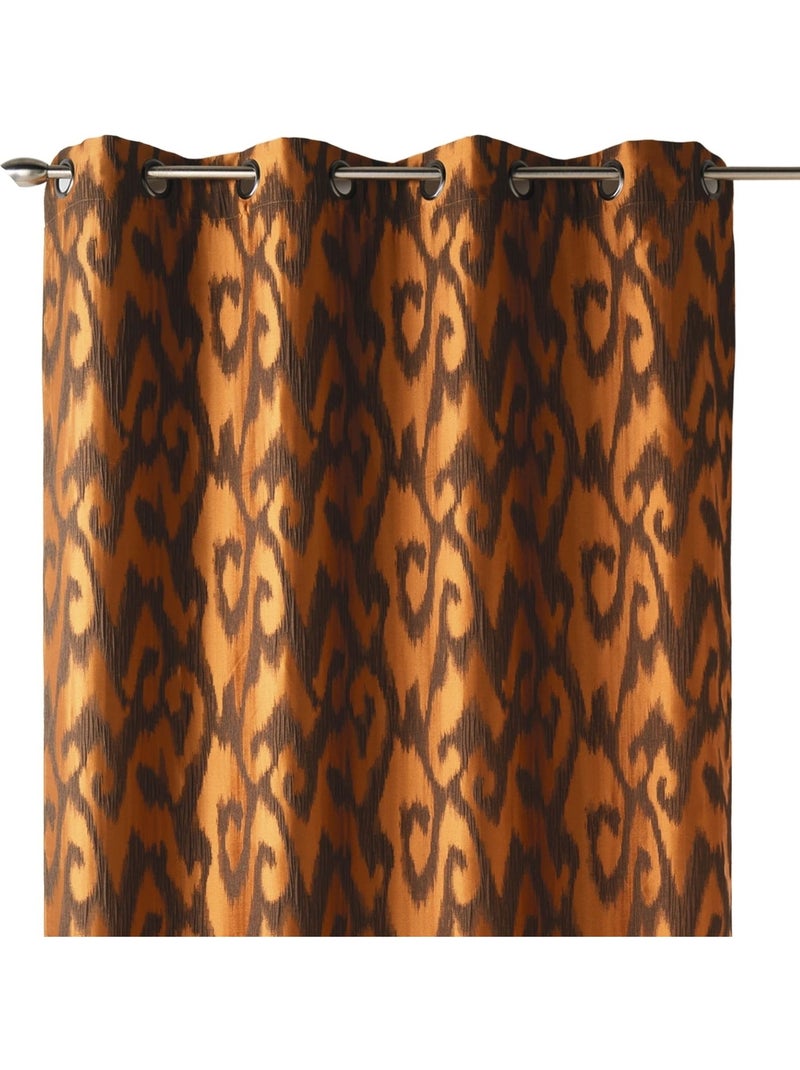 Lichtdoorlatend gordijn van jacquard met barokke motieven Donkergeel - Kiabi