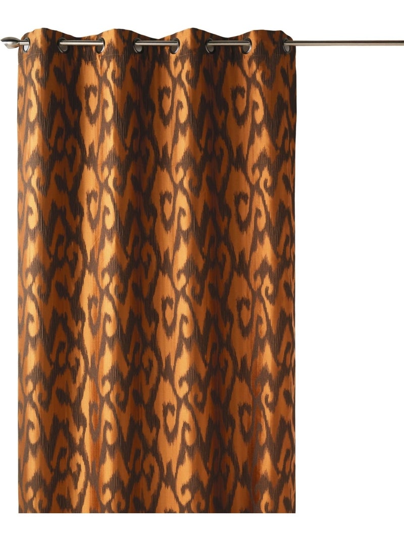Lichtdoorlatend gordijn van jacquard met barokke motieven Donkergeel - Kiabi