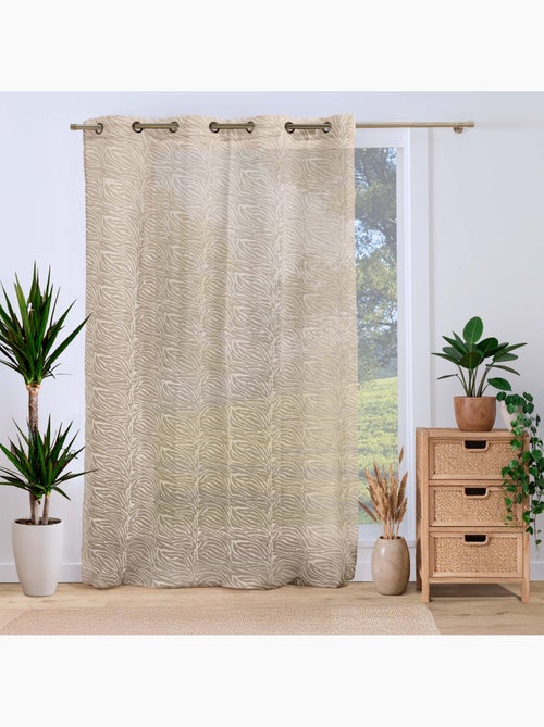 Lichtdoorlatend vitrage met oogjes, gemaakt van geweven voile met zebraprint - Kiabi