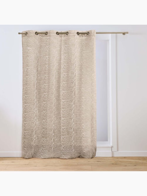 Lichtdoorlatend vitrage met oogjes, gemaakt van geweven voile met zebraprint - Kiabi