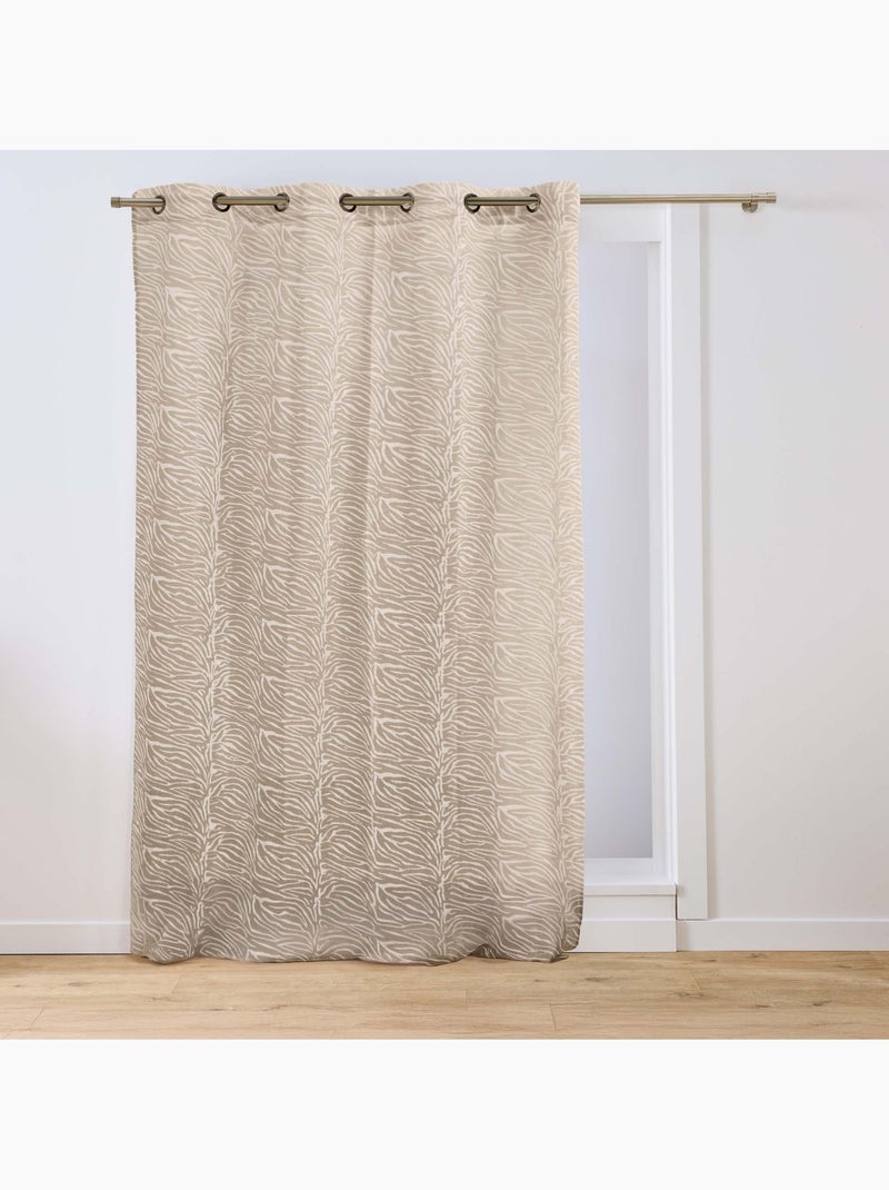 Lichtdoorlatend vitrage met oogjes, gemaakt van geweven voile met zebraprint Wit - Kiabi