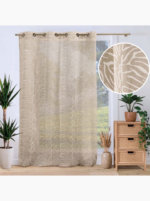 Lichtdoorlatend vitrage met oogjes, gemaakt van geweven voile met zebraprint - Kiabi