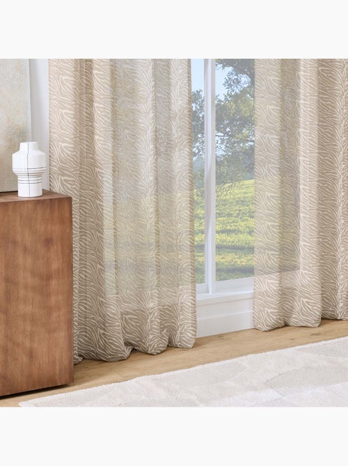 Lichtdoorlatend vitrage met oogjes, gemaakt van geweven voile met zebraprint - Kiabi