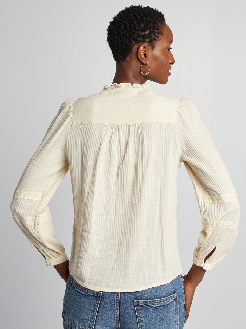 Lichte blouse met lange mouwen BIEGE - Kiabi