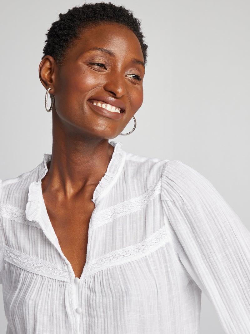 Lichte blouse met lange mouwen wit - Kiabi
