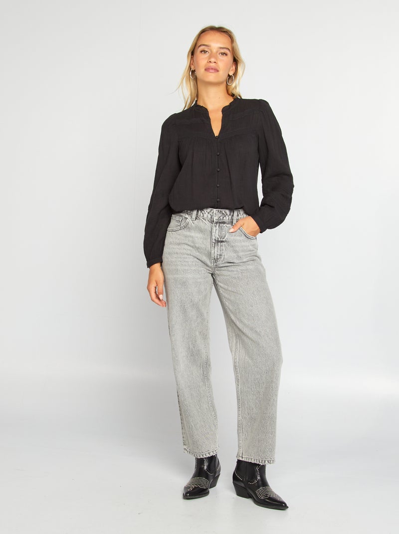 Lichte blouse met lange mouwen zwart - Kiabi