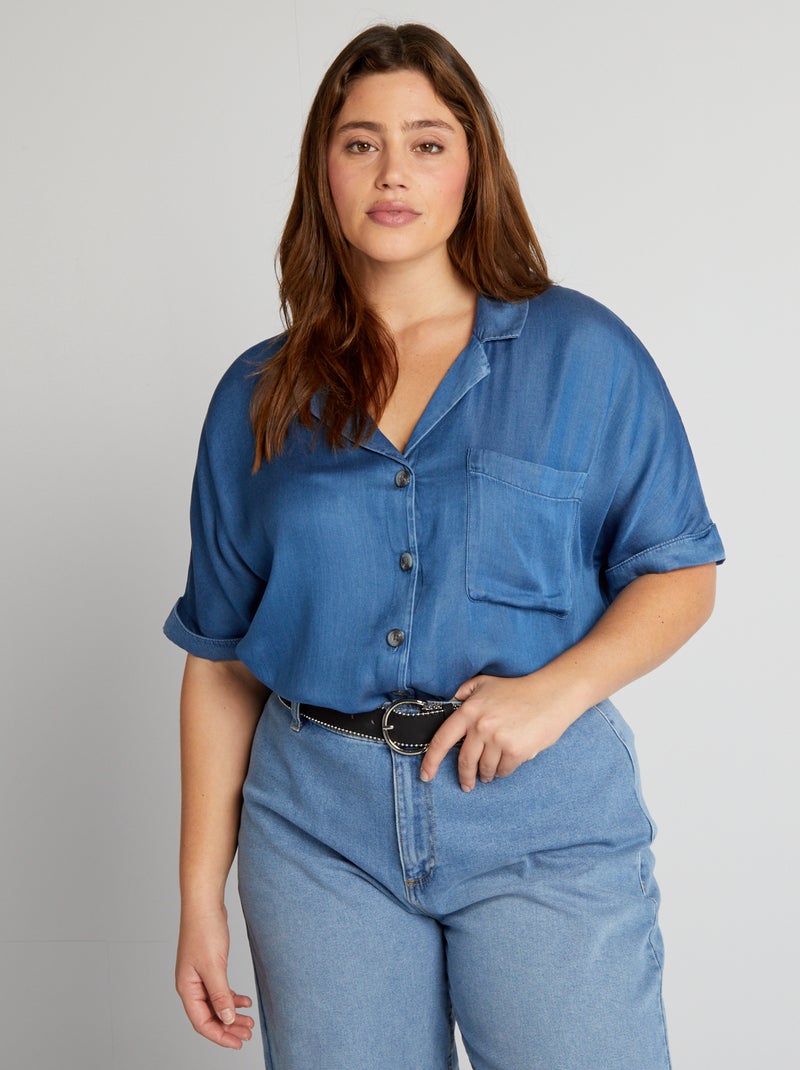 Lichte blouse met pyjamakraag BLAUW - Kiabi