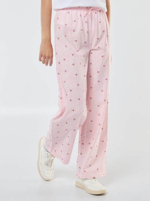 Lichte broek met strepen en kersenprint - Kiabi