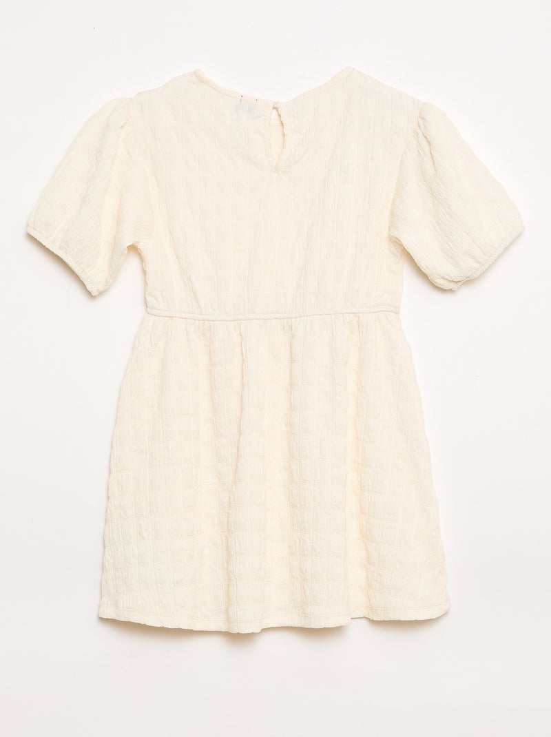 Lichte effen jurk met korte mouwen Biege - Kiabi