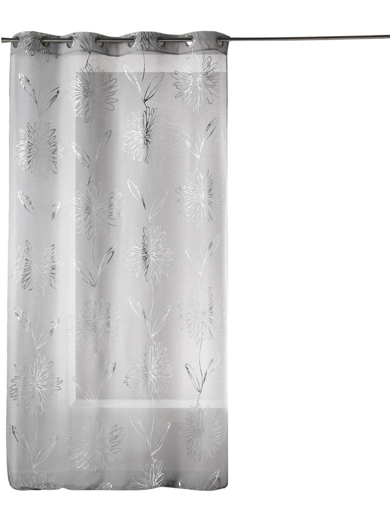 Lichte etamine voile met metallic "flower" prints Lichtgrijs - Kiabi