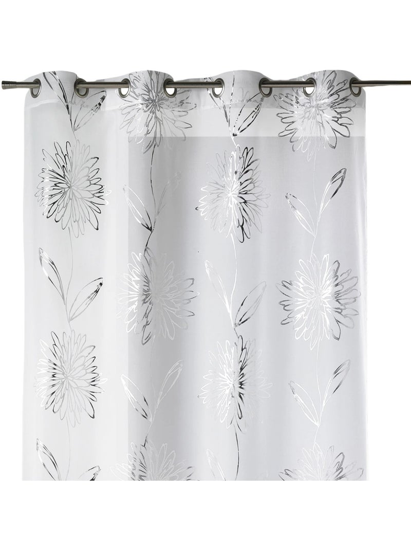 Lichte etamine voile met metallic "flower" prints Wit - Kiabi