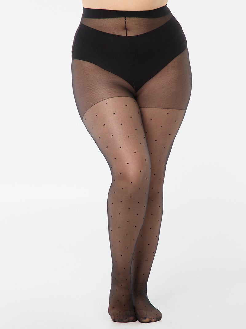 Lichte panty met stippen zwart - Kiabi