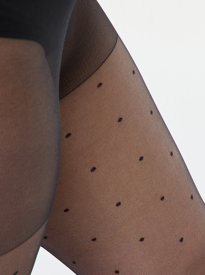 Lichte panty met stippen zwart - Kiabi