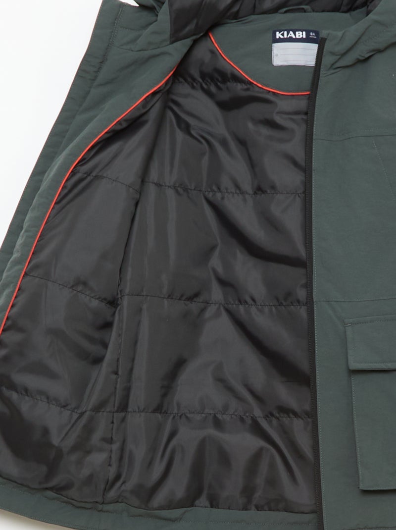 Lichte parka met kap en 2 opgestikte zakken met klep Groen - Kiabi