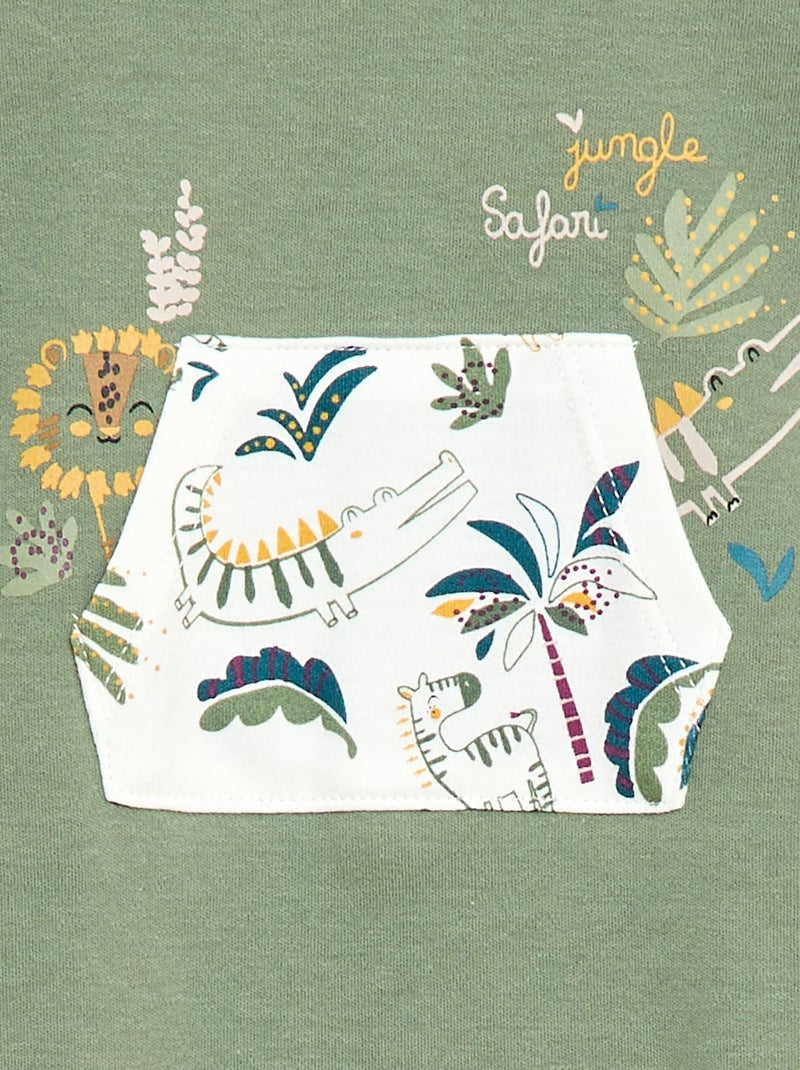 Lichte pyjama met kangoeroezak Kaki - Kiabi