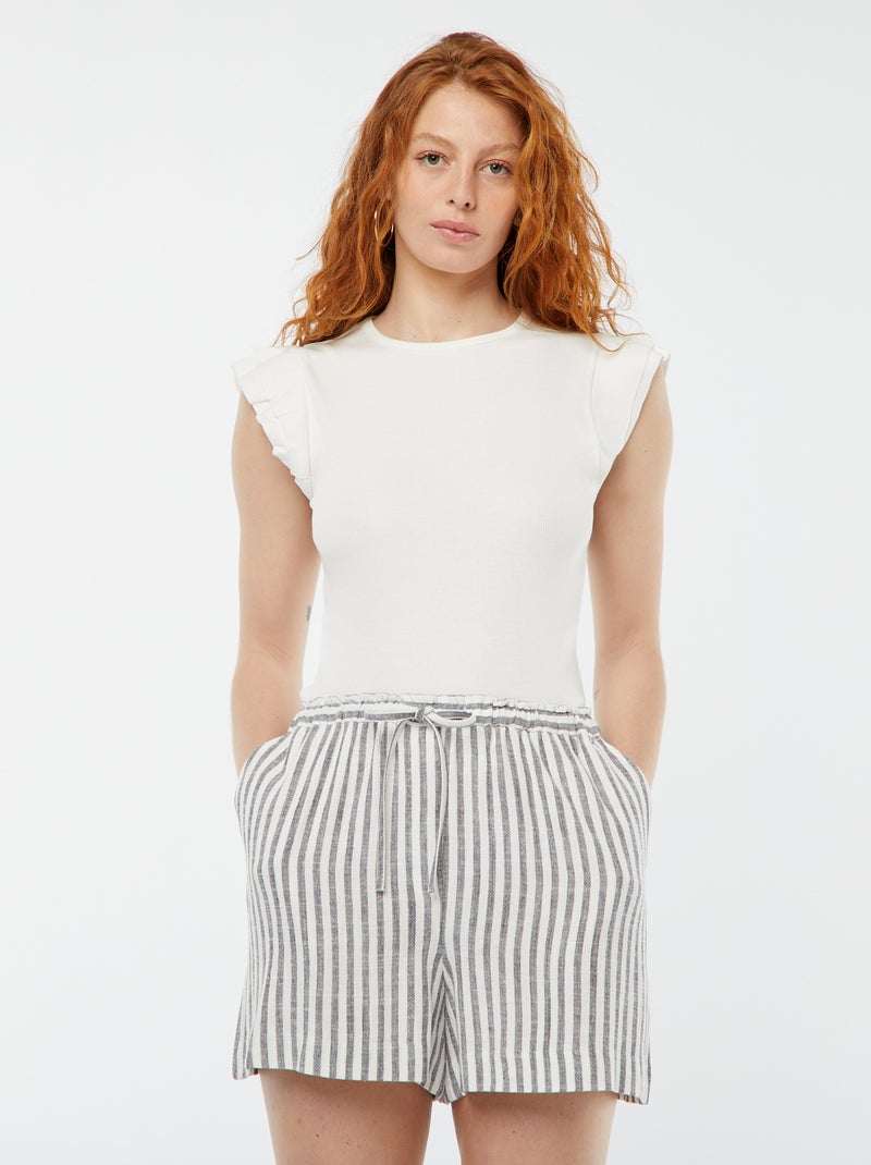 Lichte short met koordjes Grijs - Kiabi