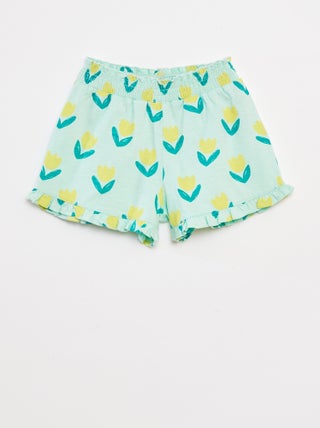 Lichte short met ruches en print