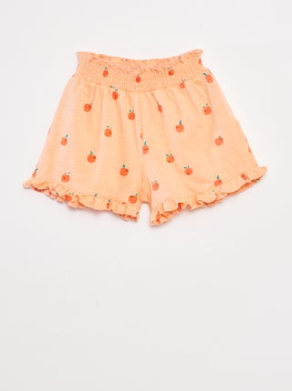Lichte short met ruches en print