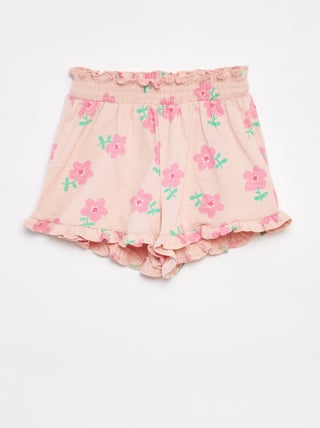 Lichte short met ruches en print