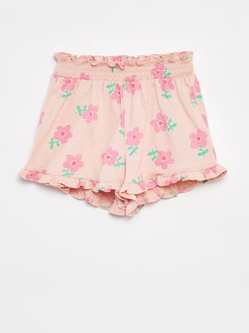 Lichte short met ruches en print - Kiabi