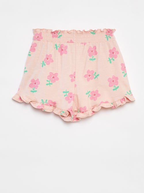 Lichte short met ruches en print - Kiabi