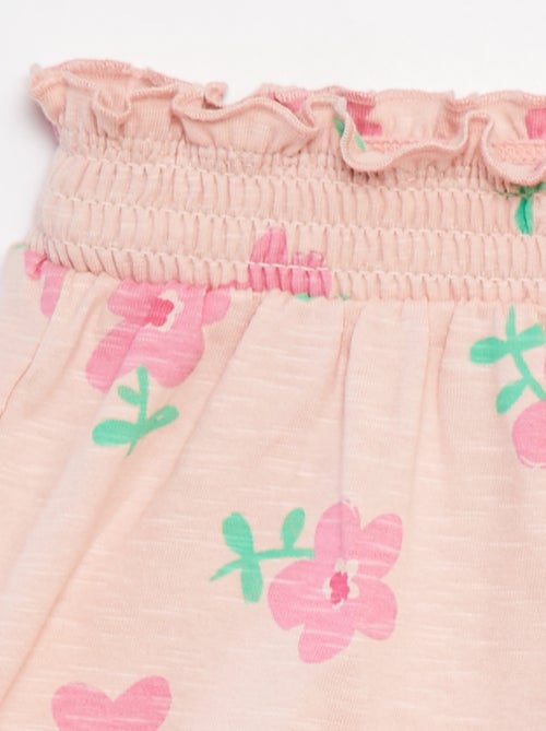 Lichte short met ruches en print - Kiabi