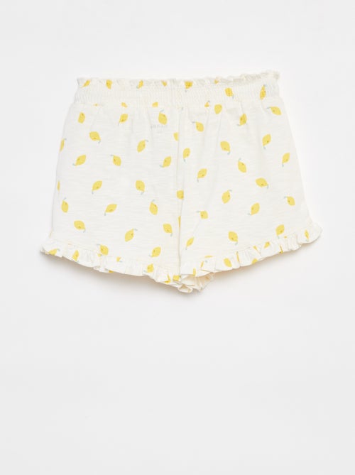 Lichte short met ruches en print - Kiabi