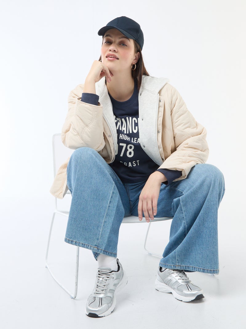 Lichte sweater van French Terry met opschrift Blauw - Kiabi