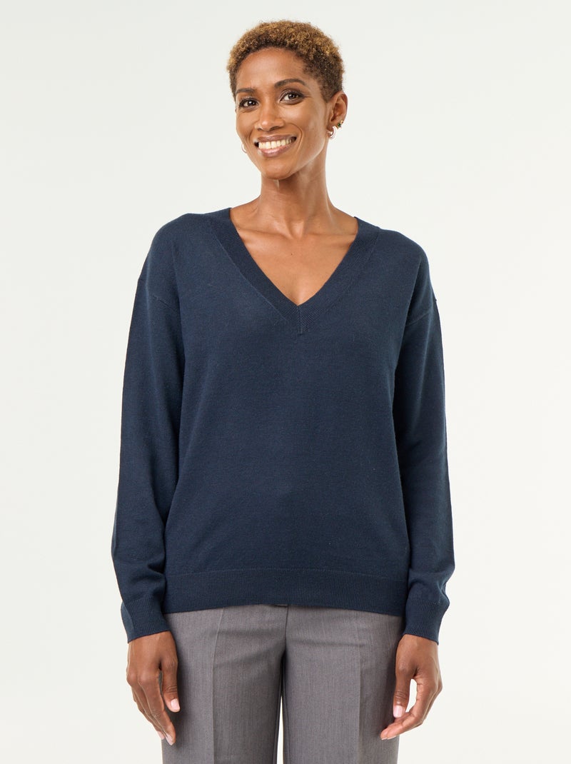 Lichte trui met V-hals Blauw - Kiabi