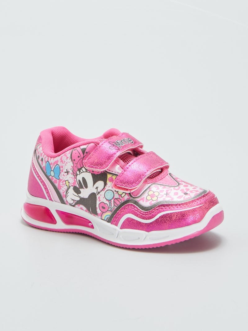 Lichtgevende sneakers met Minnie-print fuchsia print - Kiabi