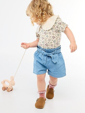 Lichtgewicht denim short met afneembare riem