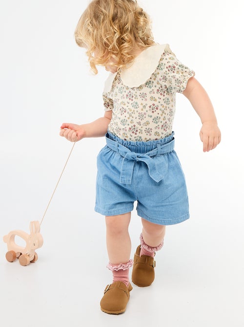 Lichtgewicht denim short met afneembare riem - Kiabi