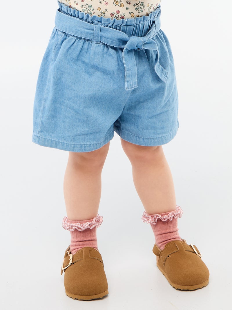 Lichtgewicht denim short met afneembare riem Blauw - Kiabi
