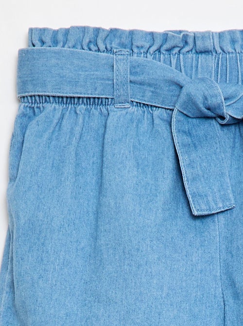 Lichtgewicht denim short met afneembare riem - Kiabi
