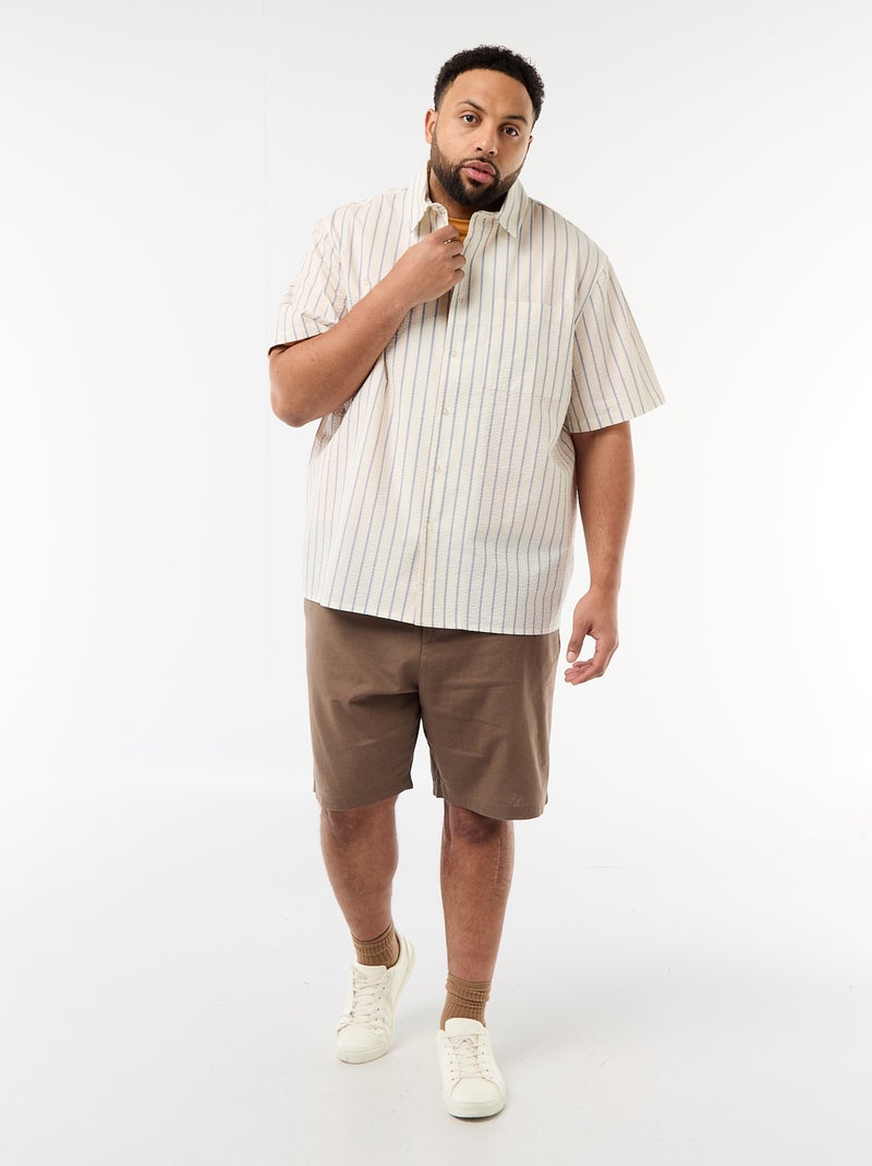 Lichtgewicht gestreept overhemd met korte mouwen Wit - Kiabi