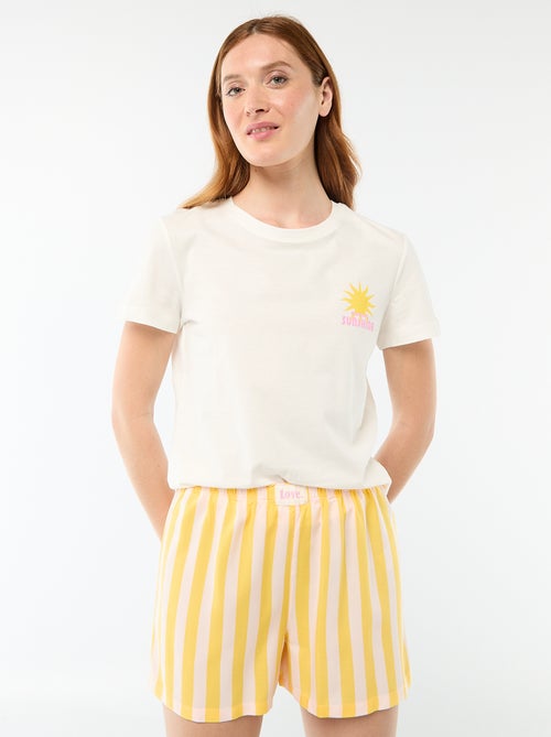 Lichtgewicht gestreepte pyjamaset top + short - Kiabi