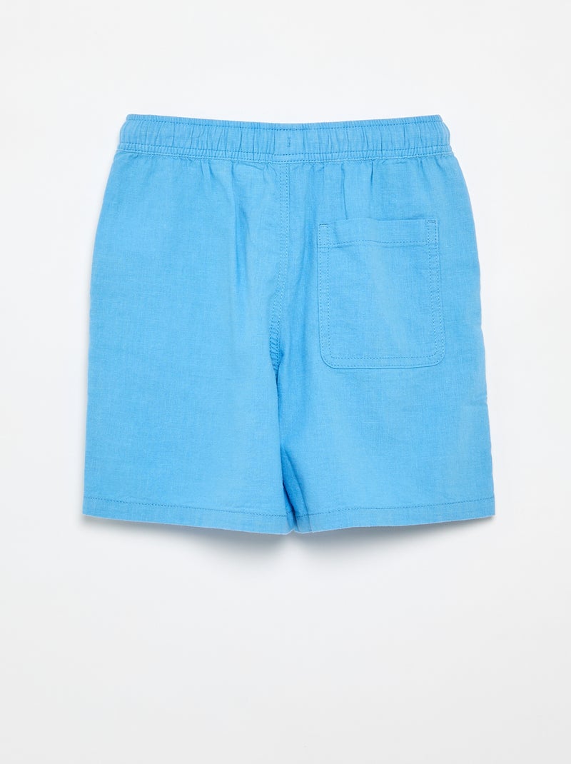 Lichtgewicht gestreepte short van linnenmix Blauw - Kiabi