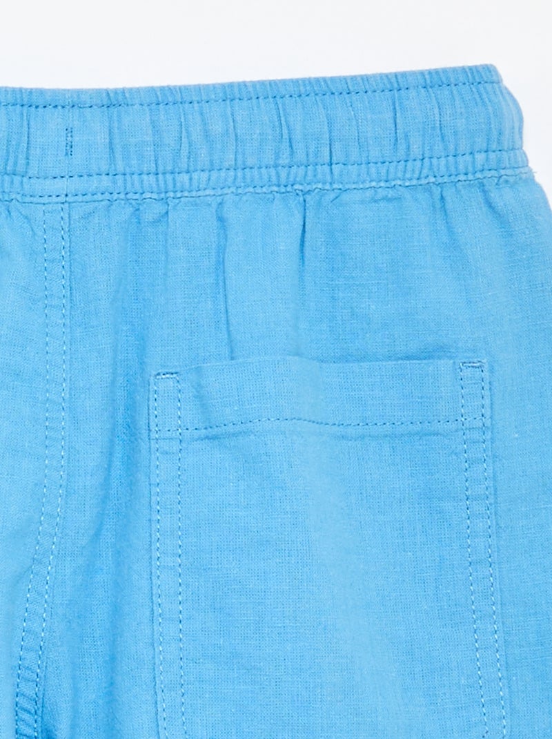 Lichtgewicht gestreepte short van linnenmix Blauw - Kiabi