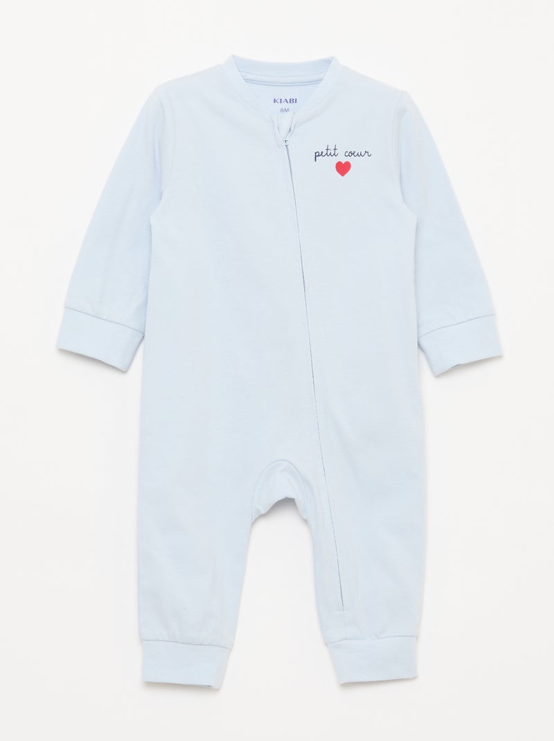 Lichtgewicht ribpyjama zonder voetjes Blauw - Kiabi
