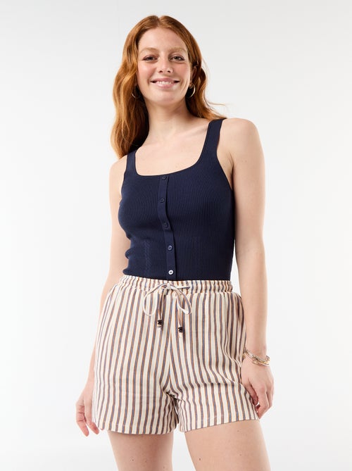 Lichtgewicht short met 2 zakken van linnenmix - Kiabi