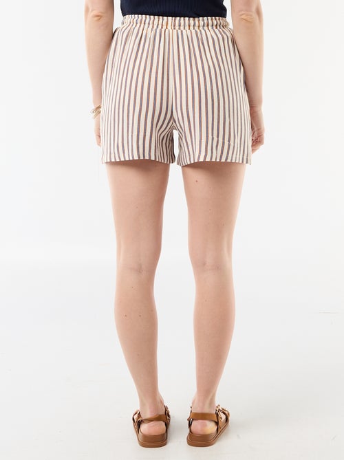 Lichtgewicht short met 2 zakken van linnenmix - Kiabi