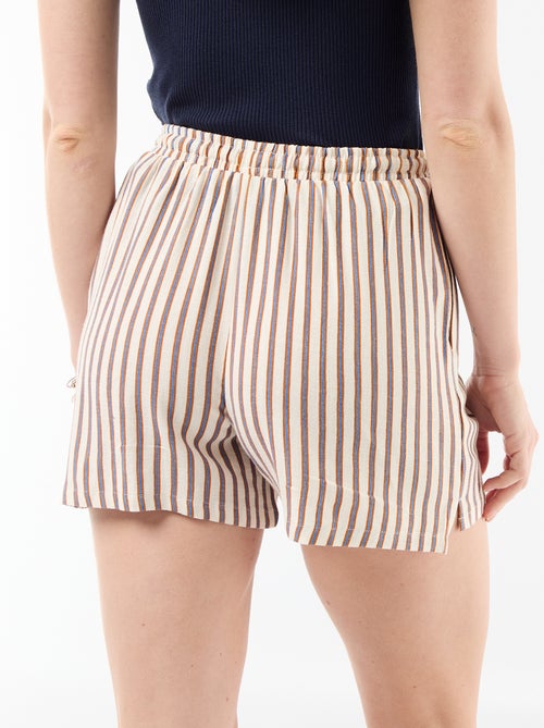 Lichtgewicht short met 2 zakken van linnenmix - Kiabi