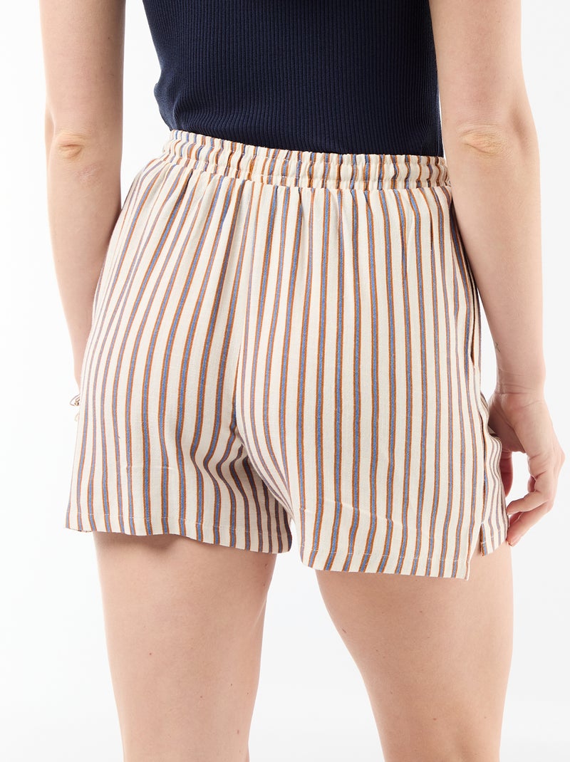 Lichtgewicht short met 2 zakken van linnenmix Biege - Kiabi