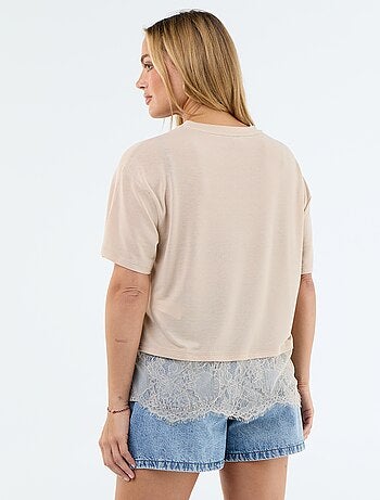 Lichtgewicht T-shirt met kanten onderkant