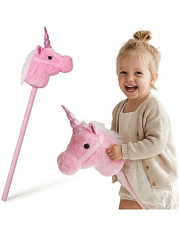 Licorne à bâton hobby horse peluche douce mamabrum dès 18 mois 80 cm