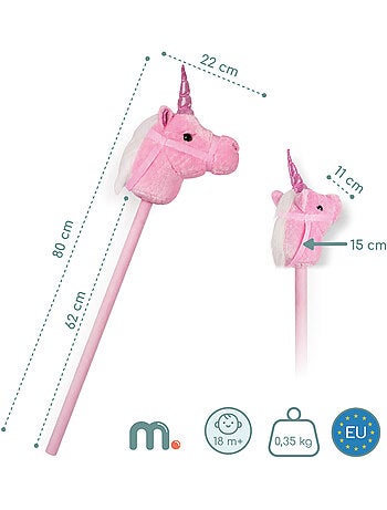 Licorne à bâton hobby horse peluche douce mamabrum dès 18 mois 80 cm