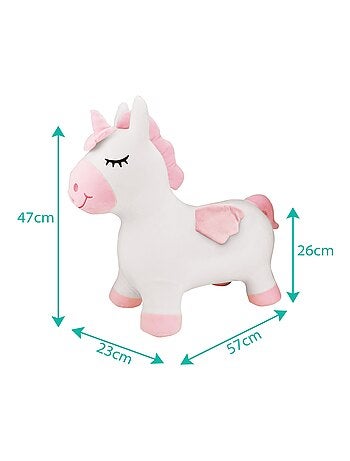 Licorne sauteuse gonflable avec housse en peluche