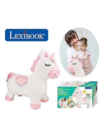 Licorne sauteuse gonflable avec housse en peluche