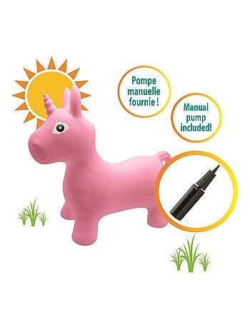 Licorne sauteuse gonflable avec housse en peluche