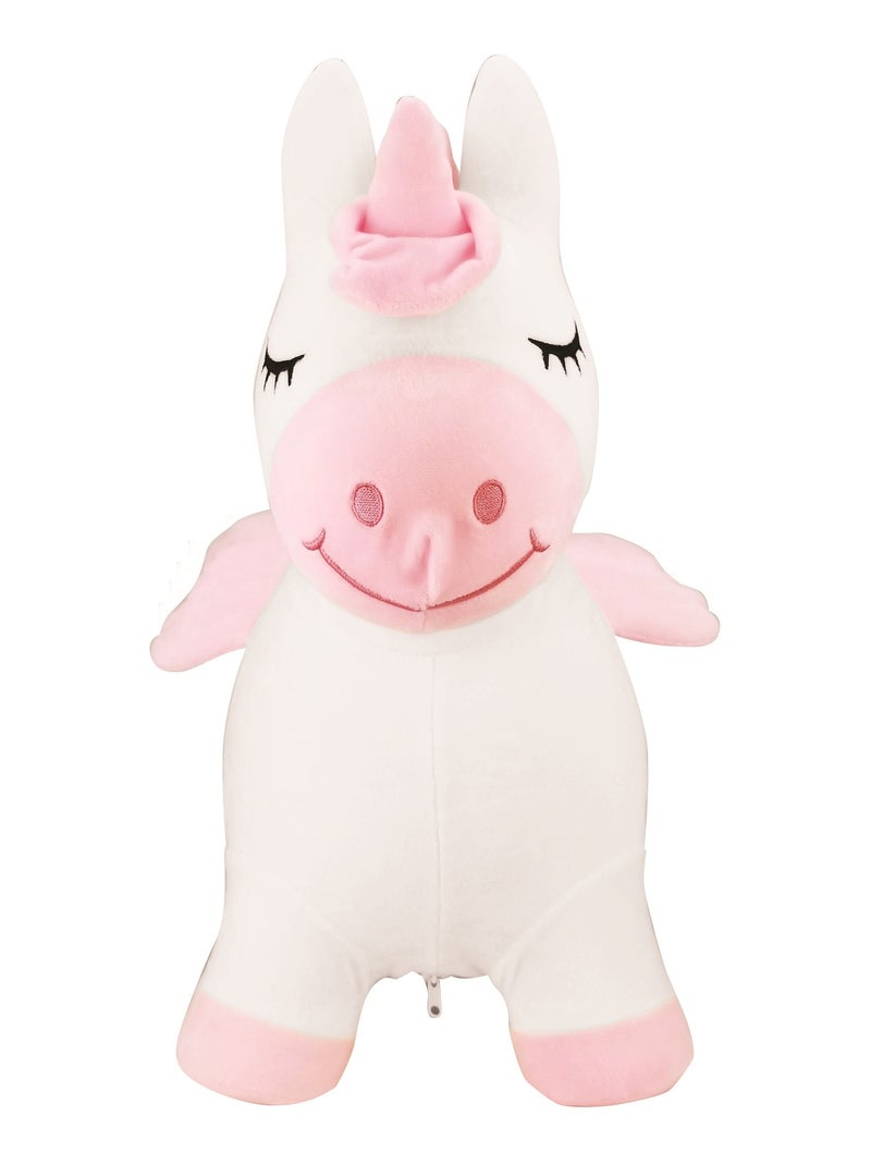 Licorne sauteuse gonflable avec housse en peluche Blanc - Kiabi